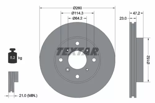 2x Textar Front Vented Brake Discs Pair For Honda Accord Cr-v Prelude