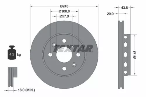 2x Textar Front Vented Brake Discs Pair For Kia Timor S5 Sephia Shuma
