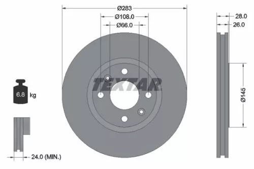 2x Textar Front Vented Brake Discs Pair For Citroën Peugeot 406 Xantia
