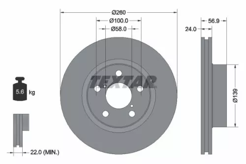 2x Textar Front Vented Brake Discs Pair For Subaru Impreza Legacy