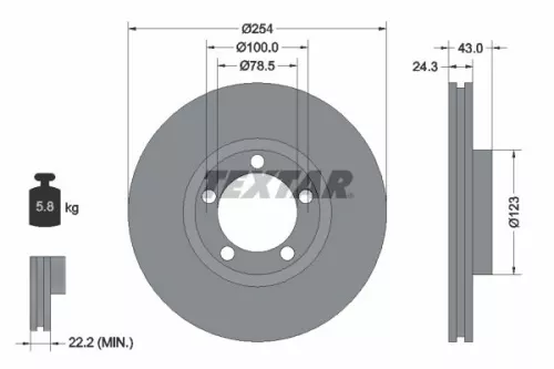 2x Textar Front Vented Brake Discs Pair For Ford Ford Australia Transit Transit 