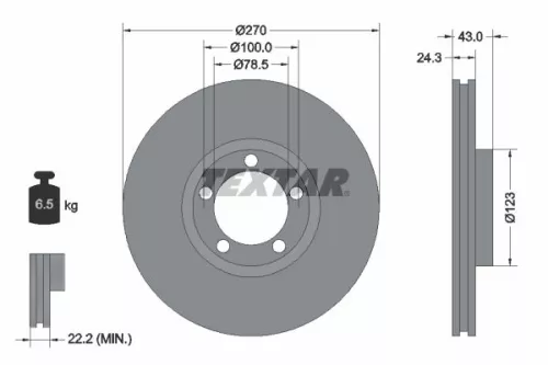 2x Textar Front Vented Brake Discs Pair For Ford Ford Australia Transit Transit 