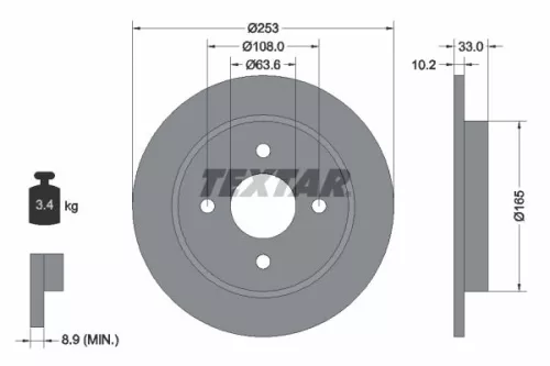 2x Textar Rear Solid Brake Discs Pair For Ford Ford Asia & Oceania Ford Australi