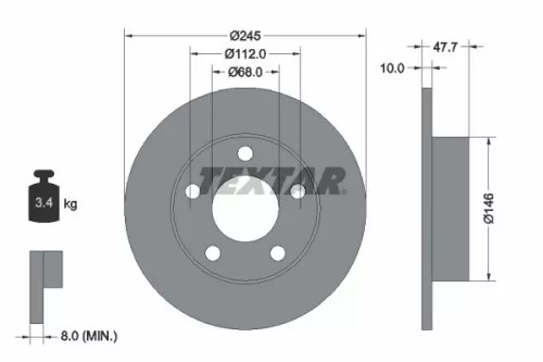 2x Textar Rear Solid Brake Discs Pair For Audi Vw A4 Passat