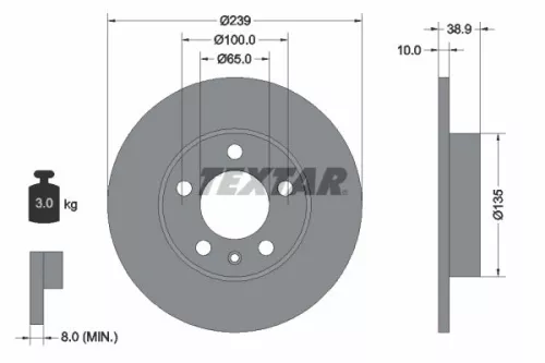 2x Textar Rear Solid Brake Discs Pair For Vw Golf Passat