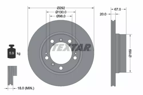 2x Textar Rear Vented Brake Discs Pair For Porsche Boxster