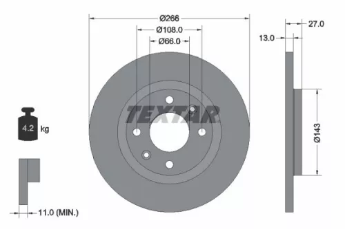 2x Textar Front Solid Brake Discs Pair For Citroën Peugeot 301 Berlingo / Berlin