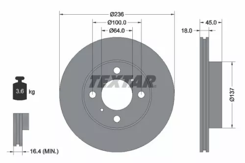 2x Textar Front Vented Brake Discs Pair For Mitsubishi Proton Carisma Colt Gen 2
