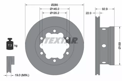 2x Textar Rear Vented Brake Discs Pair For Mercedes Vw Lt 28-46 Sprinter 4-t Spr