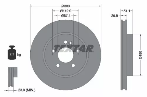 2x Textar Front Vented Brake Discs Pair For Mercedes M-class