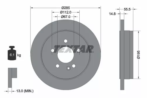 2x Textar Rear Solid Brake Discs Pair For Mercedes M-class