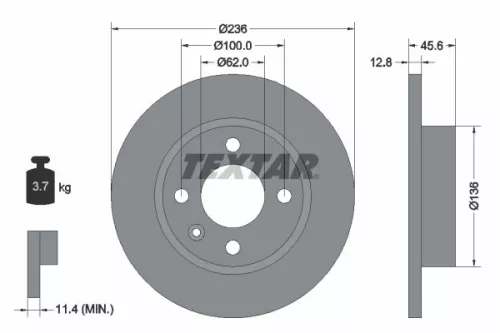 2x Textar Front Solid Brake Discs Pair For Skoda Vw Caddy Favorit Felicia