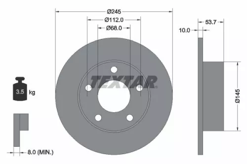 2x Textar Rear Solid Brake Discs Pair For Audi A6