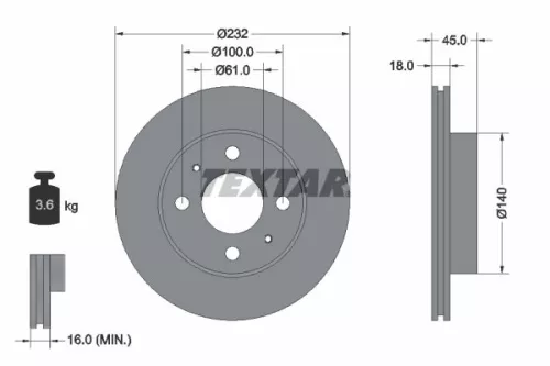 2x Textar Front Vented Brake Discs Pair For Nissan Almera Sentra