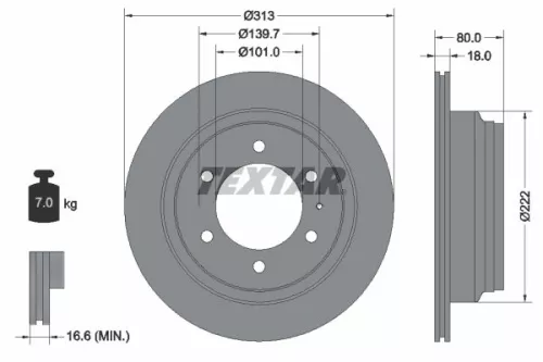 2x Textar Rear Vented Brake Discs Pair For Acura Chevrolet Holden Honda Isuzu Op