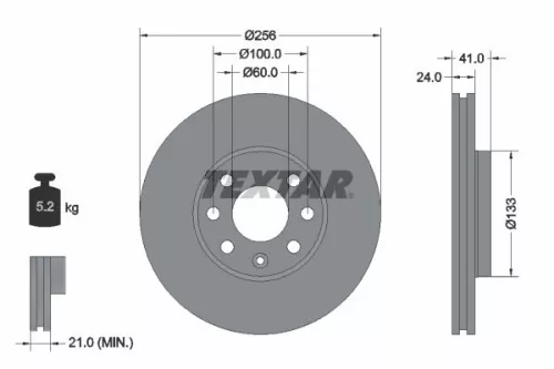 2x Textar Front Vented Brake Discs Pair For Chevrolet Holden Opel Vauxhall Astra