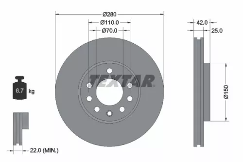 2x Textar Front Vented Brake Discs Pair For Chevrolet Holden Opel Subaru Vauxhal