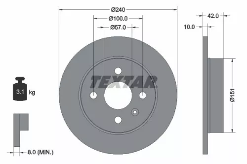 2x Textar Rear Solid Brake Discs Pair For Chevrolet Holden Opel Vauxhall Astra A