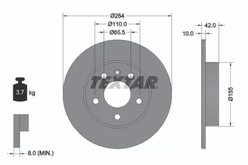 2x Textar Rear Solid Brake Discs Pair For Chevrolet Holden Opel Saturn Subaru Va