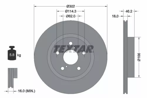 2x Textar Front Vented Brake Discs Pair For Toyota Rav 4