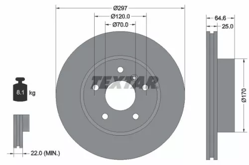 2x Textar Front Vented Brake Discs Pair For Land Rover Range Rover
