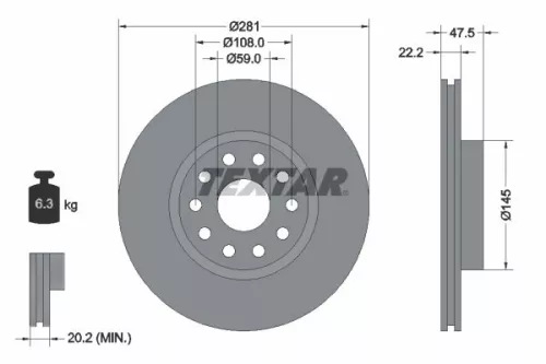 2x Textar Front Vented Brake Discs Pair For Lancia Kappa