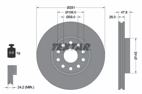 2x Textar Front Vented Brake Discs Pair For Alfa Romeo Lancia 166 Kappa