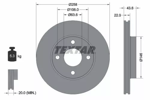 2x Textar Front Vented Brake Discs Pair For Ford Ford Asia & Oceania Ford Austra