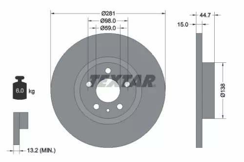 2x Textar Front Solid Brake Discs Pair For Alfa Romeo 147 156