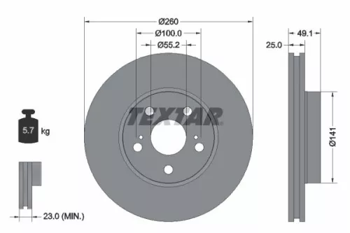 2x Textar Front Vented Brake Discs Pair For Toyota Avensis Corona