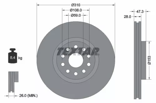 2x Textar Front Vented Brake Discs Pair For Alfa Romeo Lancia 166 Kappa