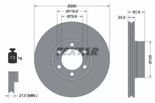 2x Textar Front Vented Brake Discs Pair For Opel Renault Vauxhall Master Movano