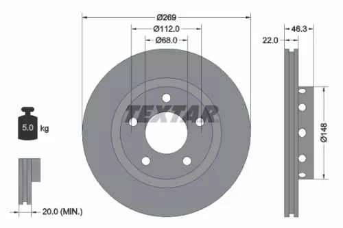 2x Textar Rear Vented Brake Discs Pair For Audi A8