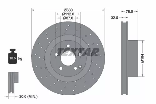 2x Textar Front Perforated Brake Discs Pair For Mercedes S-class