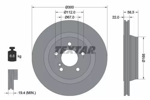 2x Textar Rear Vented Brake Discs Pair For Mercedes S-class