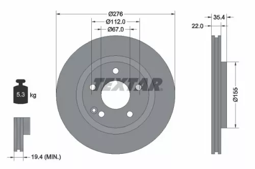 2x Textar Front Vented Brake Discs Pair For Mercedes A-class