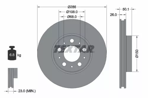 2x Textar Front Vented Brake Discs Pair For Volvo S60 S80 V70 Xc70