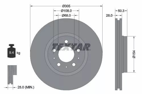 2x Textar Front Vented Brake Discs Pair For Volvo S60 S80 V70 Xc70