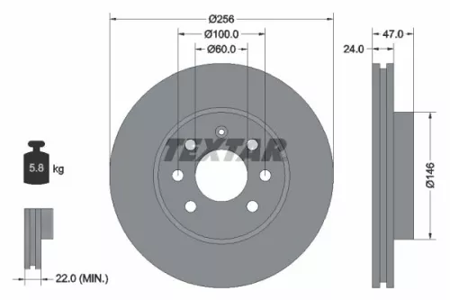 2x Textar Front Vented Brake Discs Pair For Chevrolet Daewoo Aranos Espero Nubir