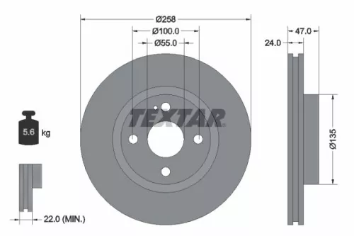 2x Textar Front Vented Brake Discs Pair For Ford Australia Haima (Faw) Mazda 3 3