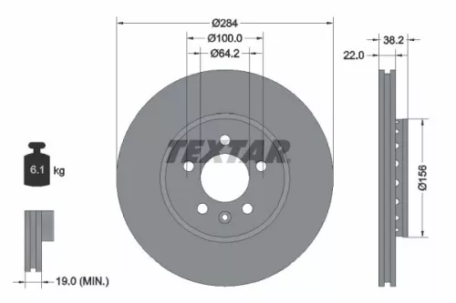 2x Textar Front Vented Brake Discs Pair For Mg Mg (Nanjing) Mg (Saic) Roewe (Sai