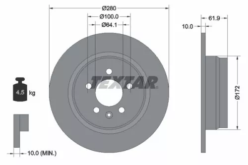 2x Textar Rear Solid Brake Discs Pair For Changan Mg Mg (Nanjing) Rover 75 Cx20 