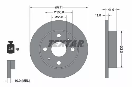 2x Textar Front Solid Brake Discs Pair For Daihatsu Perodua Subaru Toyota Cuore 