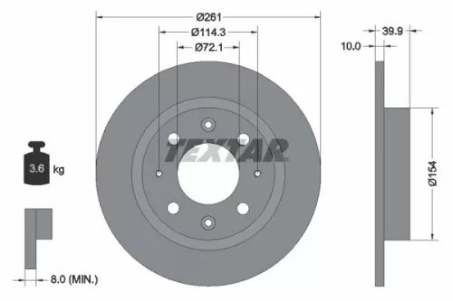 2x Textar Rear Solid Brake Discs Pair For Kia Naza Carens Citra Clarus
