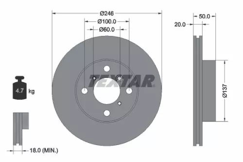 2x Textar Front Vented Brake Discs Pair For Suzuki Suzuki (Changhe) Baleno Liana