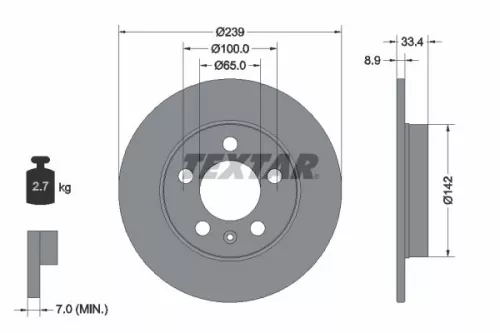 2x Textar Rear Solid Brake Discs Pair For Audi Skoda Vw A3 Bora Golf Jetta Octav