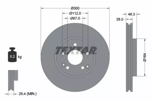 2x Textar Front Vented Brake Discs Pair For Chrysler Mercedes C-class Clc-class 