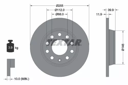 2x Textar Rear Solid Brake Discs Pair For Audi Audi (Faw) Seat A4 Exeo