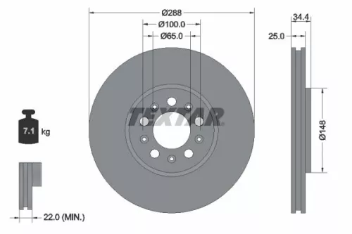 2x Textar Front Vented Brake Discs Pair For Audi Seat Skoda Skoda (Svw) Vw Vw (F