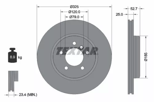 2x Textar Front Vented Brake Discs Pair For Bmw 3 Z4